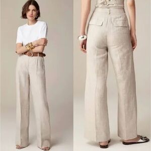 J.Crew Petite Essential Wide Leg Linen Pants size 4p.